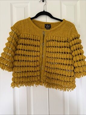 River Island Mustard Crochet Openwork Jacket